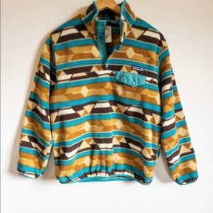 Patagonia Synchilla Fleece T Snap Pullover Aztec Mountain Print